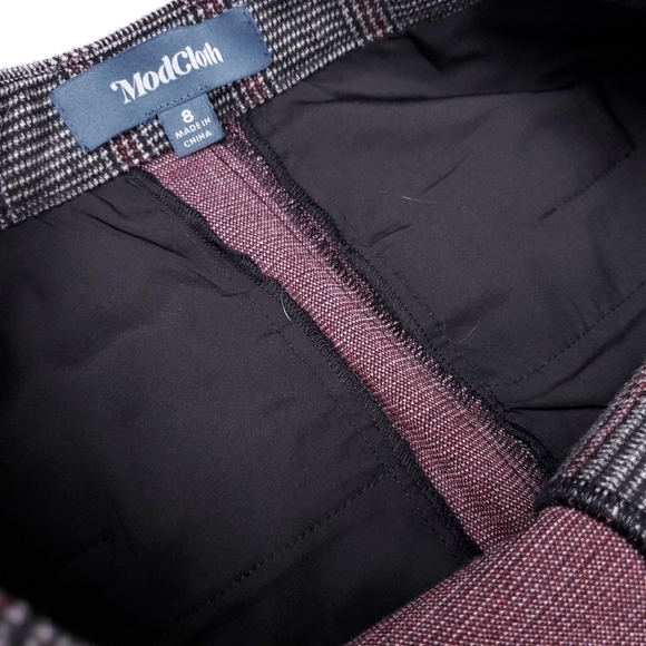 New Modcloth Gray Red Plaid Pants Sz 8 - Picture 3 of 12